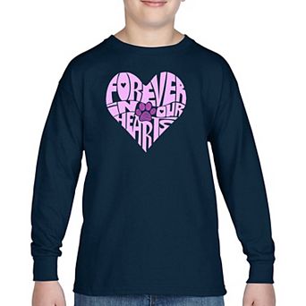 Forever In Our Hearts - Boy's Word Art Long Sleeve T-shirt