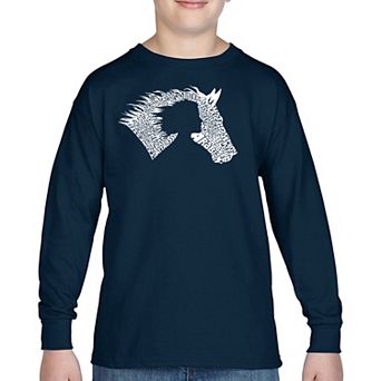 Girl Horse - Boy's Word Art Long Sleeve T-shirt