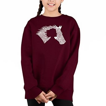 Girl Horse - Girl's Word Art Crewneck Sweatshirt