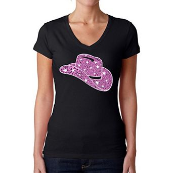 Cowgirl Hat - Women's Word Art V-neck T-shirt