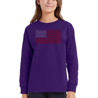 Proud To Be An American - Girl's Word Art Long Sleeve T-shirt
