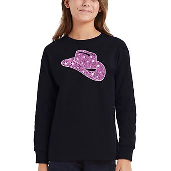 Cowgirl Hat - Girl's Word Art Long Sleeve T-shirt