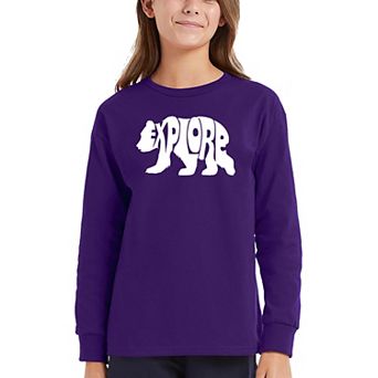 Explore - Girl's Word Art Long Sleeve T-shirt