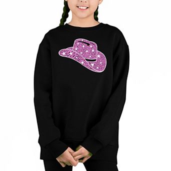 Cowgirl Hat - Girl's Word Art Crewneck Sweatshirt