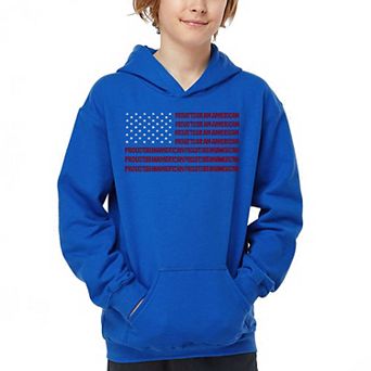 Proud To Be An American - Boy's Word Art Hooded Sweatshirt