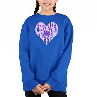 Forever In Our Hearts - Girl's Word Art Crewneck Sweatshirt