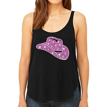 Cowgirl Hat - Women's Premium Word Art Flowy Tank Top