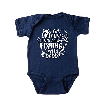 Pack My Diapers I'm Going Fishing With Daddy Baby Bodysuit