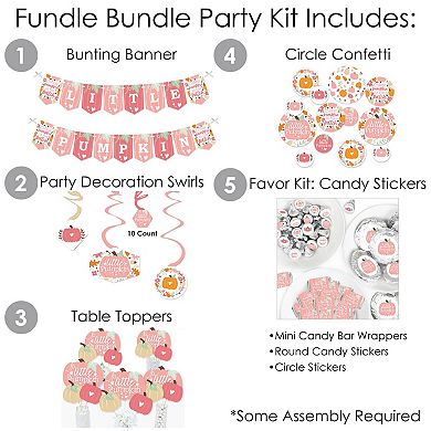 Big Dot Of Happiness Girl Little Pumpkin - Birthday Or Baby Shower - Decor Kit Fundle Bundle
