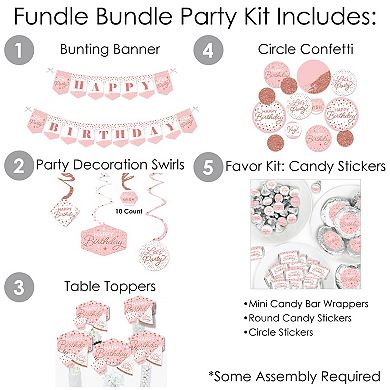 Big Dot Of Happiness Pink Rose Gold Birthday - Party Supplies Decor Kit - Fundle Bundle