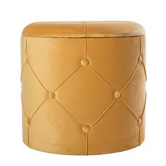 Wooden Velvet Ottoman Stool With Lid