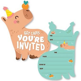 Big Dot Of Happiness Capy Birthday Capybara Party Shaped Fill-in Invitations With Envelopes 12 ct