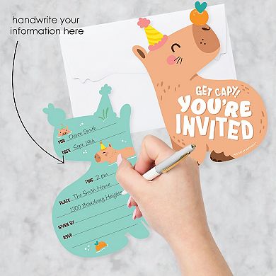 Big Dot Of Happiness Capy Birthday Capybara Party Shaped Fill-in Invitations With Envelopes 12 Ct