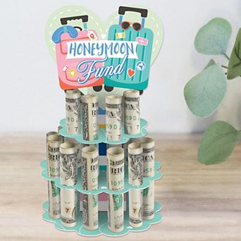 Big Dot Of Happiness Honeymoon Fund - Diy Wedding Or Engagement Party Money Holder Gift Cash Cake