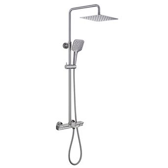 Casainc 9.8" Shower Faucet Dual Head Rainfall Shower Combo Thermostatic System