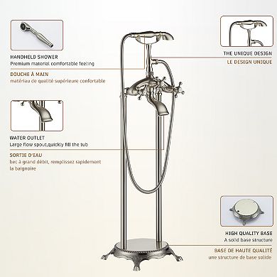 Casainc 3-handle Freestanding Low-arc Bathtub Faucet With Hand Shower