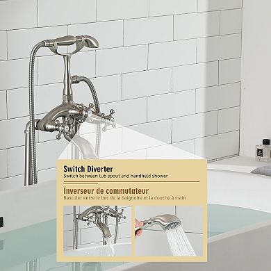 Casainc 3-handle Freestanding Low-arc Bathtub Faucet With Hand Shower