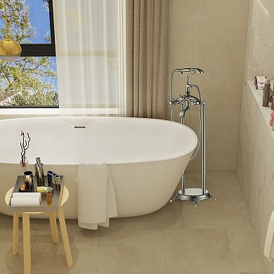 Casainc 3-handle Freestanding Low-arc Bathtub Faucet With Hand Shower