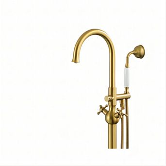 Casainc Vintage 2-handle Floor-mount Buthtub Freestanding Roman Tub Faucet