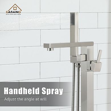 Casainc 1 Handle Freestanding Floor Mount Tub Faucet Bathtub Filler &hand Shower