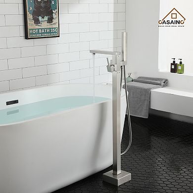 Casainc 1 Handle Freestanding Floor Mount Tub Faucet Bathtub Filler &hand Shower