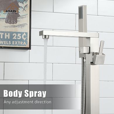 Casainc 1 Handle Freestanding Floor Mount Tub Faucet Bathtub Filler &hand Shower
