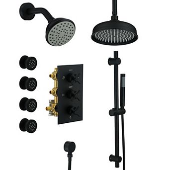 Casainc Shower System Dual Head Waterfall Shower Faucet Bar System W/4 Function
