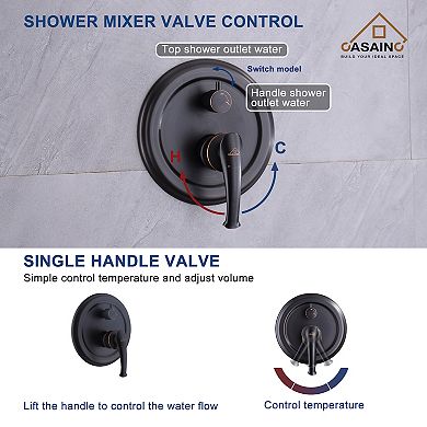 Casainc 1-handle Multi-head Round Shower Faucet Valve Included