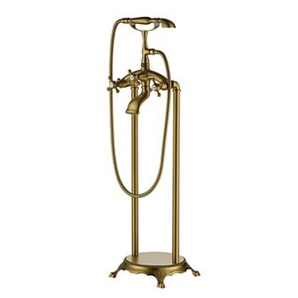 Casainc 3-handle Freestanding Low-arc Bathtub Faucet With Hand Shower