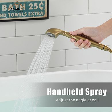Casainc 3-handle Freestanding Low-arc Bathtub Faucet With Hand Shower
