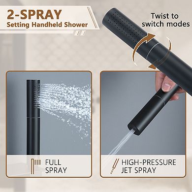 Adjustable Shower System With Shelf, Handheld Shower With Spray Gun And 6 Jets