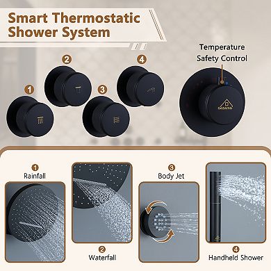 Adjustable Shower System With Shelf, Handheld Shower With Spray Gun And 6 Jets