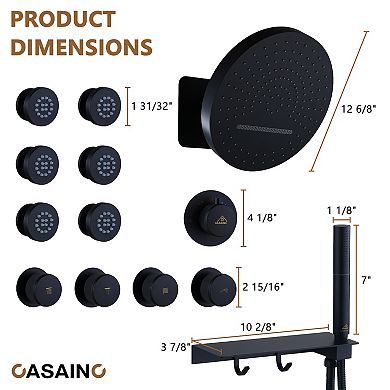 Adjustable Shower System With Shelf, Handheld Shower With Spray Gun And 6 Jets