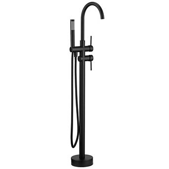 Casainc 2 Handle Freestanding High-arc Bathtub Faucet With Hand Shower W/valve