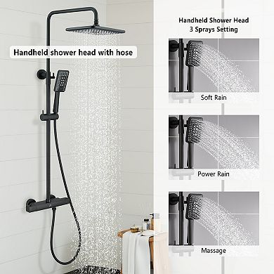 Casainc Rain Shower Faucet Set Square Heads Hand Spray Mixer Tap