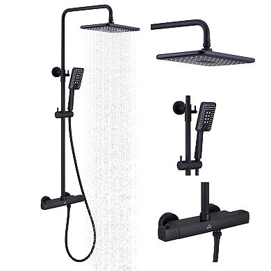 Casainc Rain Shower Faucet Set Square Heads Hand Spray Mixer Tap