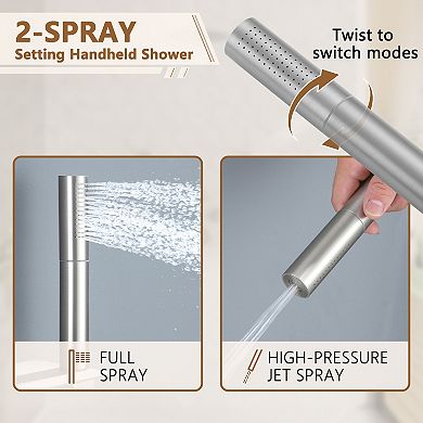 12" Luxury Shower System With Shelf, Handheld Shower With Spray Gun And 6 Jets