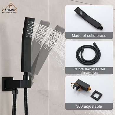 12" Wall Mounted Shower System With Bathtub Faucet And Hand Shower