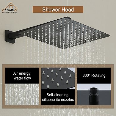 12" Wall Mounted Shower System With Bathtub Faucet And Hand Shower