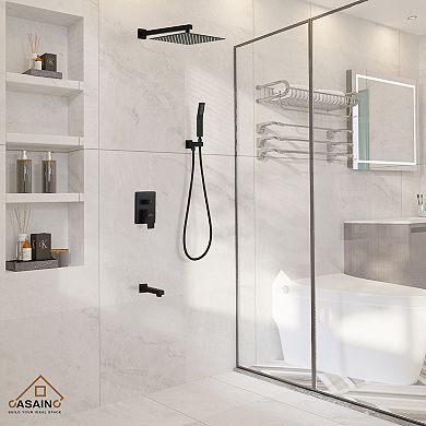 12" Wall Mounted Shower System With Bathtub Faucet And Hand Shower