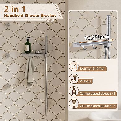 Adjustable Shower System With Shelf, Handheld Shower With Spray Gun And 6 Jets