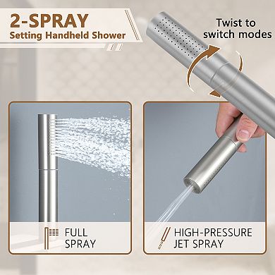 Adjustable Shower System With Shelf, Handheld Shower With Spray Gun And 6 Jets