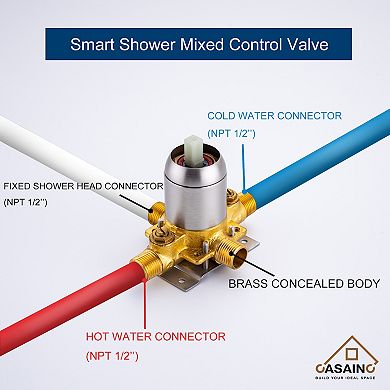 Casainc 1-handle Single Function Round Shower Faucet W/valve