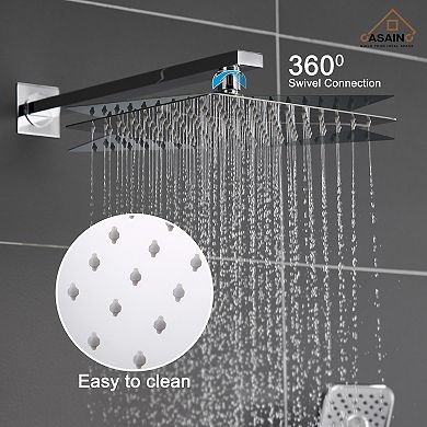 Casainc Shower Faucet Set System Rainfall Head Combo With 3 Function