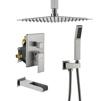 Ceiling Mount Rain Shower Head System With Cascading Tub Filler