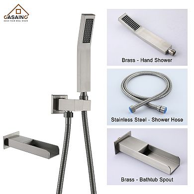 Ceiling Mount Rain Shower Head System With Cascading Tub Filler