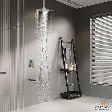 Ceiling Mount Rain Shower Head System With Cascading Tub Filler