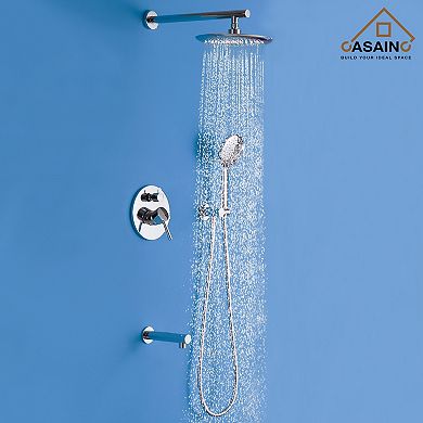 Casainc 9.5inch Round Wall-mounted Shower Faucet System With 2 Function