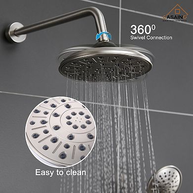 8.3inch Wall-mounted Rain Shower System With Handheld & Tub Spout