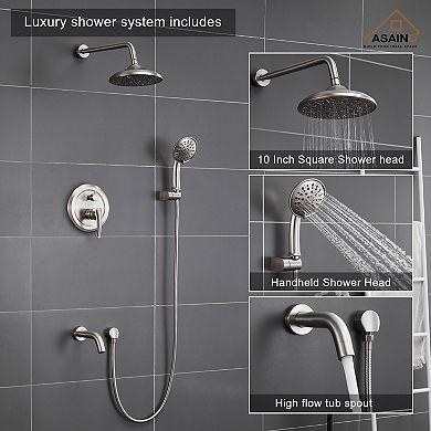 8.3inch Wall-mounted Rain Shower System With Handheld & Tub Spout
